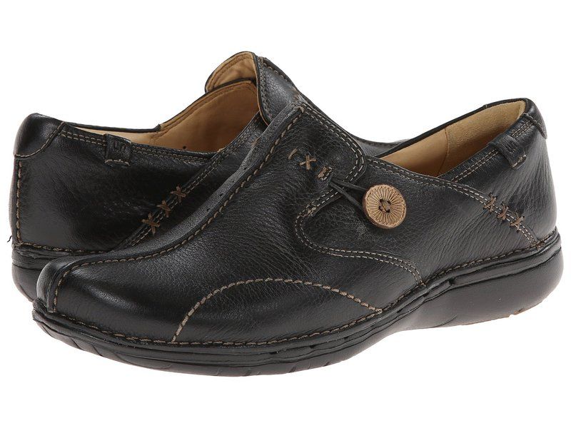 クラークス レディース シューズ スリッポン・ローファー Clarks Unloop Black Leather ブラック