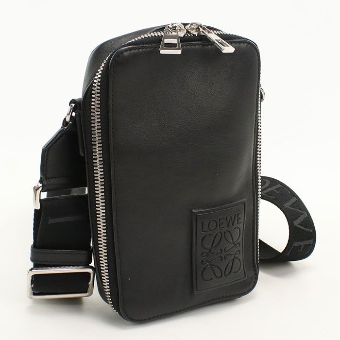 LOEWE ロエベ バーティカルクロスボディポケット アナグラム C565S59X01 斜め掛け ショルダーバッグ/サテンカーフ【中古】 メンズ