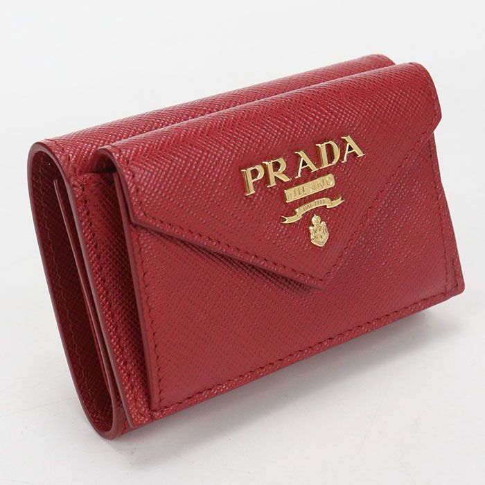 PRADA プラダ サフィアーノレザー 1MH021 三つ折り財布 カーフ【中古】 レディース