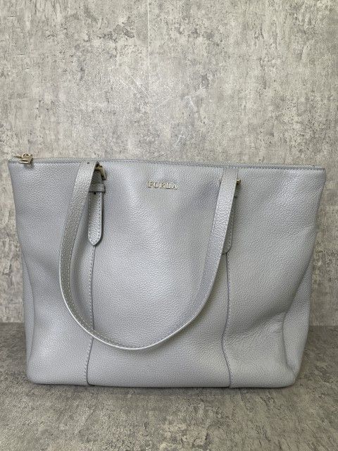 【中古】FURLA ﾌﾙﾗ ﾚｻﾞｰ ﾄｰﾄ ﾊﾞｯｸﾞ ｸﾞﾚｰ 33959879