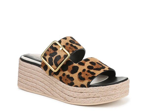 フランコサルト レディース シューズ サンダル Franco Sarto Taziana Wedge Sandal TanBrownBlack Leopard Print ブラック