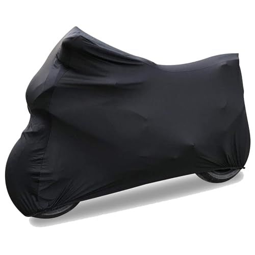 バイク インナーカバー 大型 屋内用 ストレッチ 傷防止対策 防塵防風 ソフト バイクカバー 傷つかない 車体保護カバー 収納袋付き 防風ベルト付 (黒,L)as 237b0af0