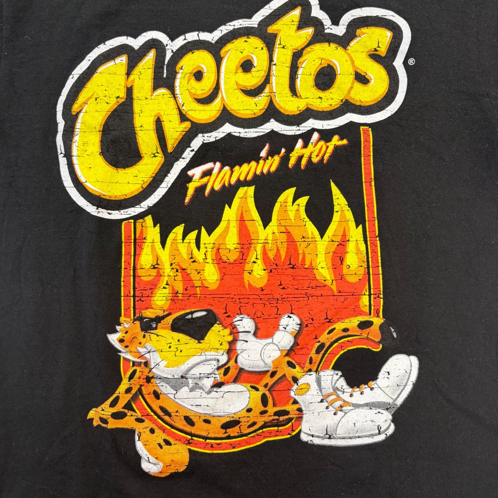 チートス Flamin' Hot Tシャツ 半袖 Mサイズ ブラック Cheetos 企業ロゴ アメカジ ヴィンテージ 古着