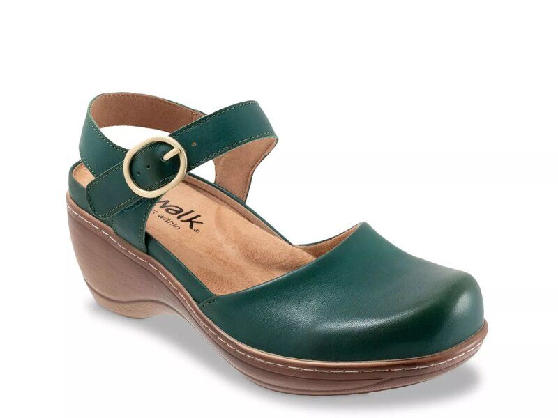 ソフトウォーク レディース シューズ サンダル Softwalk Mabelle Clogreen Leather グリーン