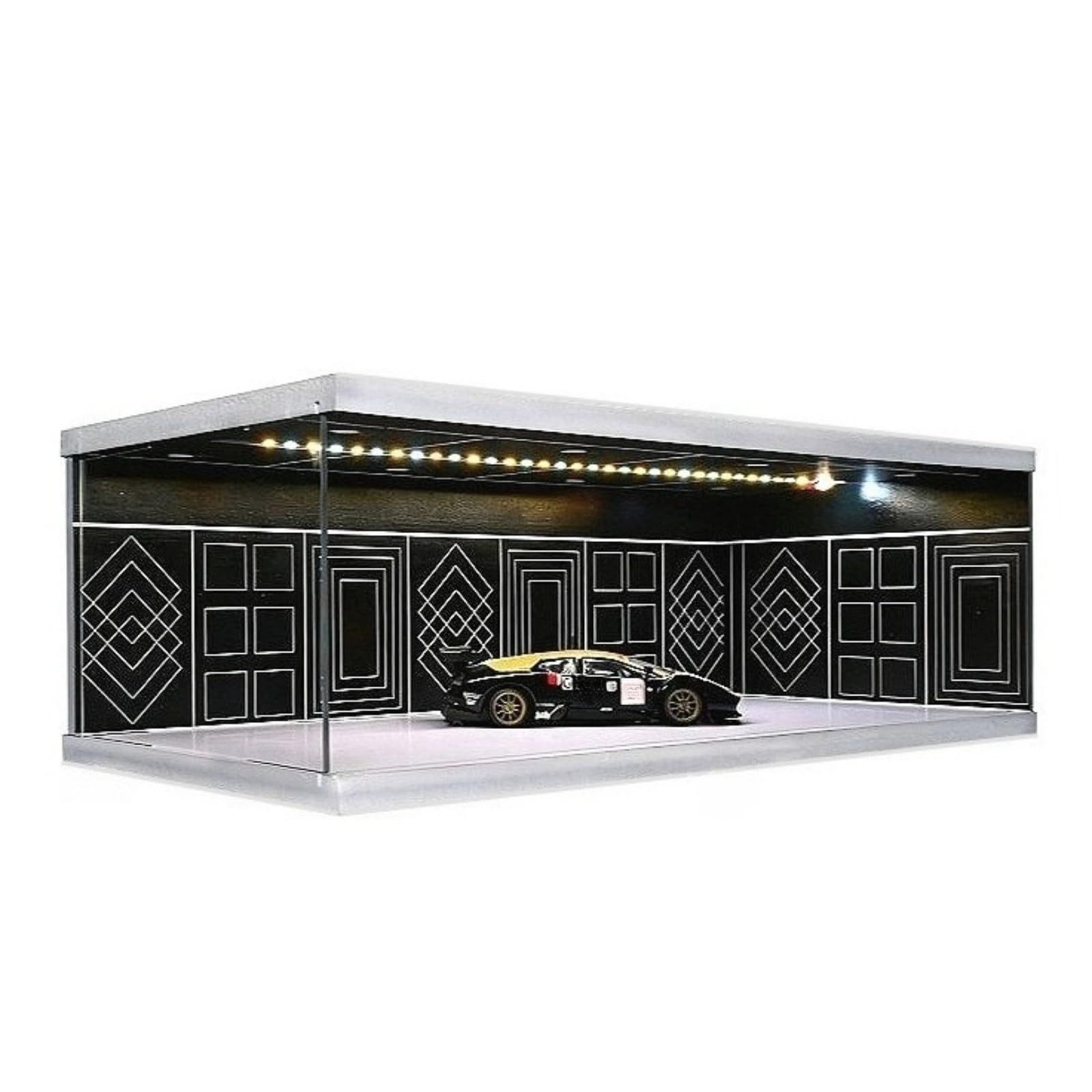 【新品】1/64 1/43 1/18 ジオラマ ガレージ 3色調光LED照明付きミニカー展示ケース 適用トミカ・ホットウィールズ 駐車場 トミカ ディスプレイ用 ガレージ (B, 1:64) cd94c144