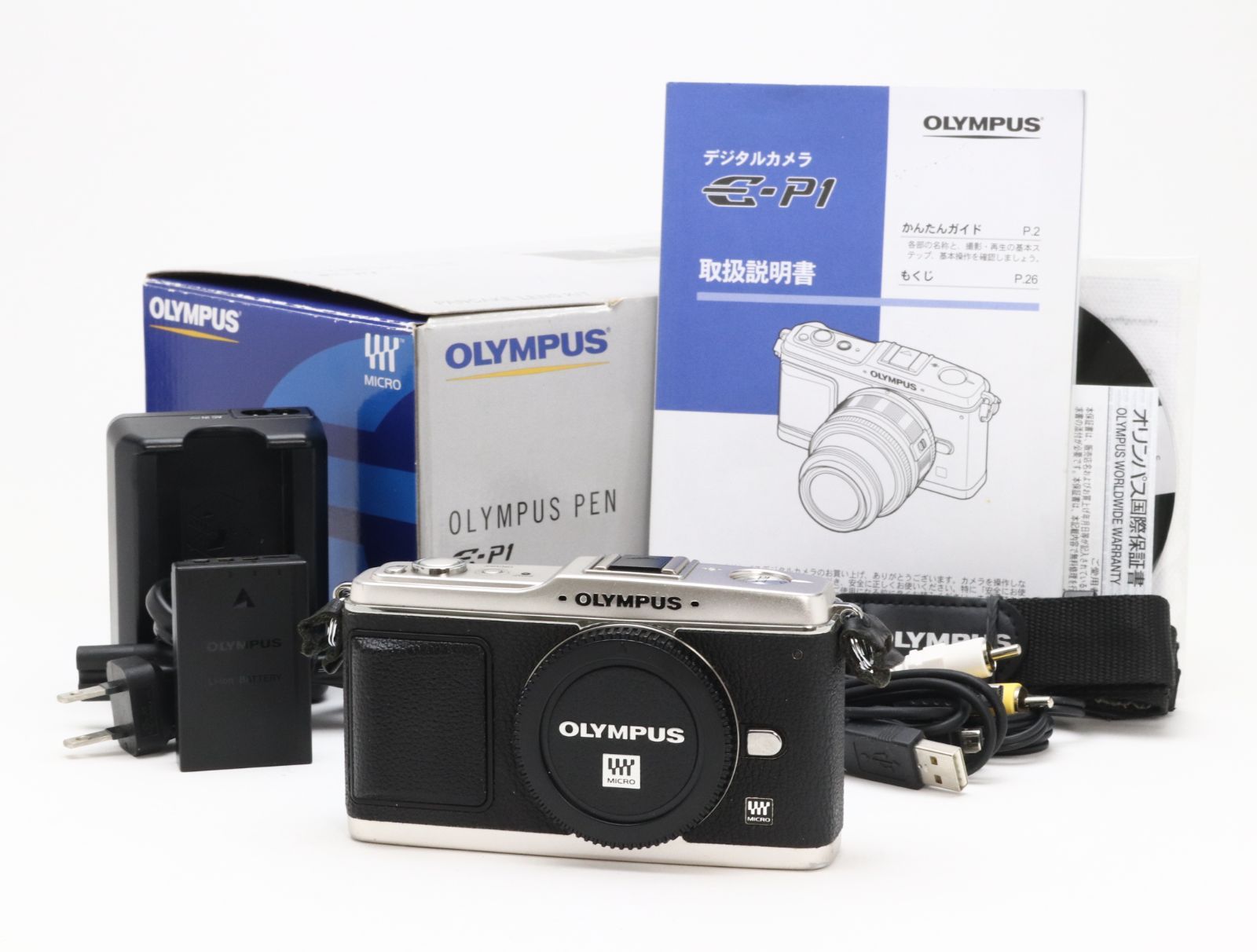 B- (並品) OLYMPUS オリンパス PEN E-P1 ボディ シルバー シャッター回数4272 初期不良返品対応 66-209