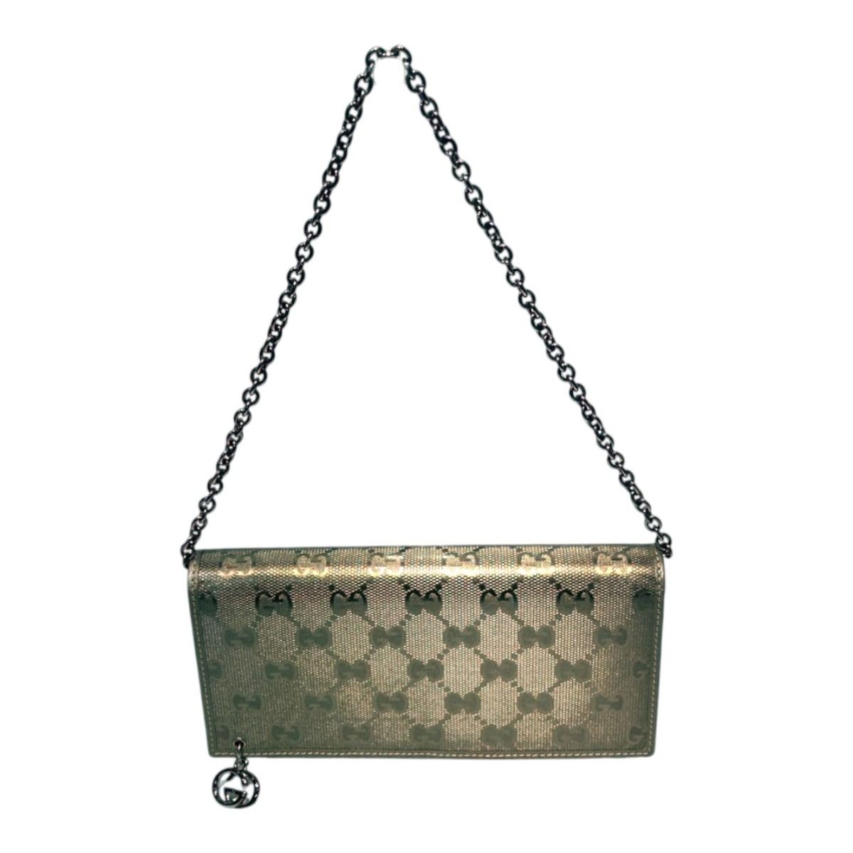 グッチ GUCCI チェーンウォレット グッチシマ 二つ折り財布 レザー GGインプリメPVC 224262 レディース