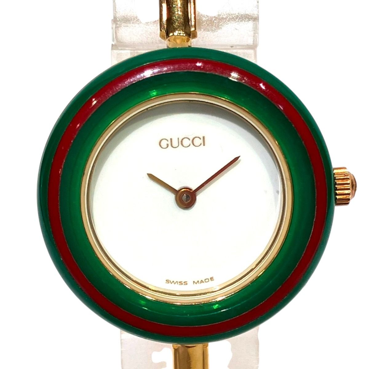 グッチ GUCCI チェンジベゼル 腕時計 総重量約21.8g GP GP クオーツ ホワイト文字盤文字盤 11/12.2 レディース