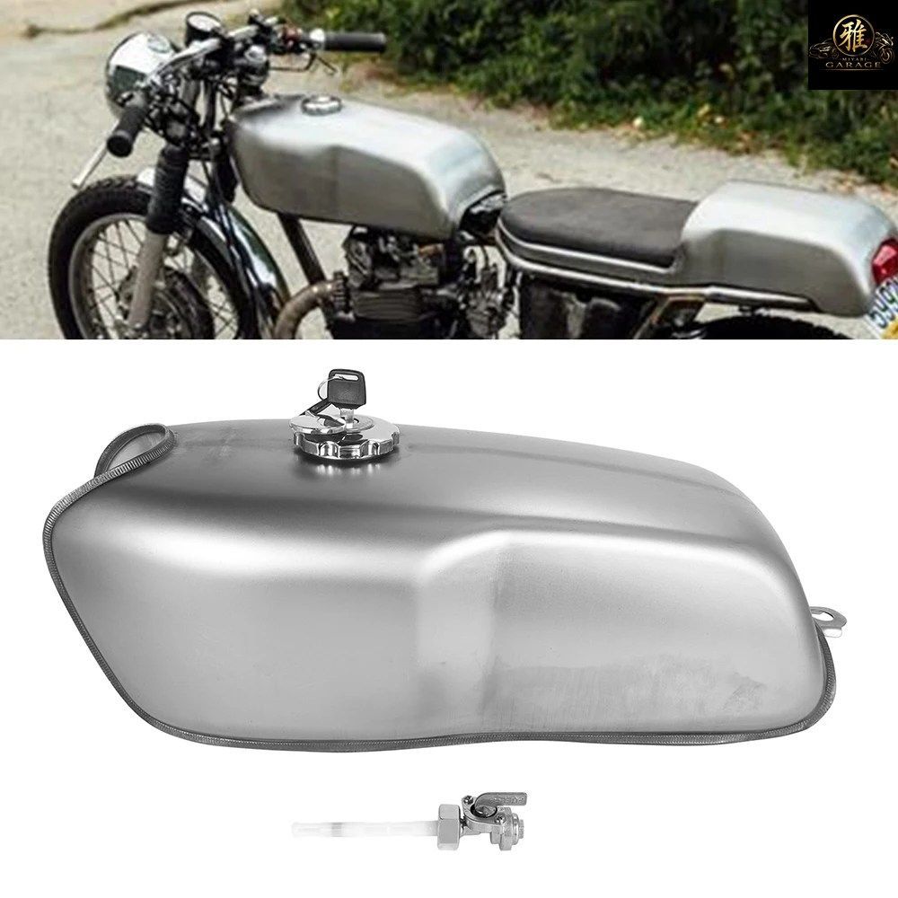 ビンテージ 9L オートバイ燃料タンク、スチール製、燃料タンクキャップスイッチ改造済み、RD50 RD350 CG125 改造済み