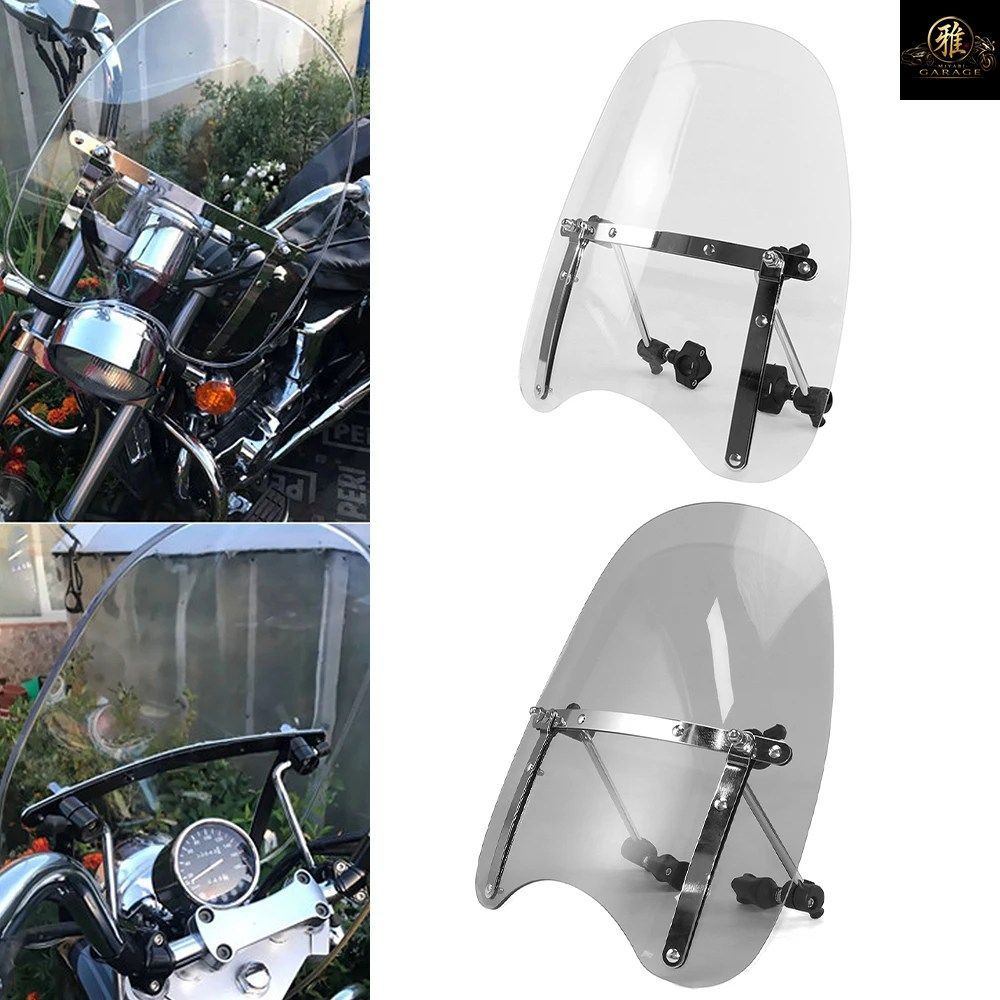 クリア/スモーク オートバイ用ウインドシールド バイク用ハンドルバーディフレクター ウインドスクリーン ハーレー カワサキ ヤマハ ダート