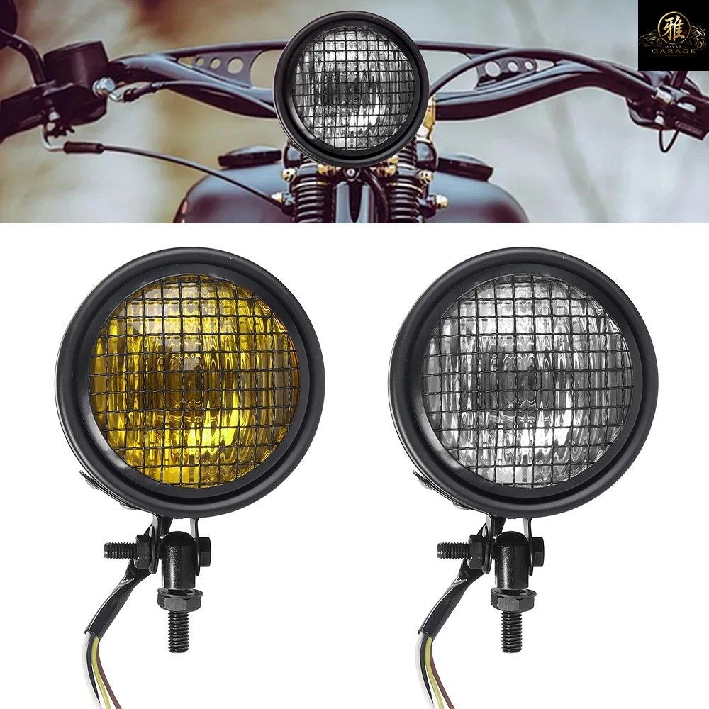 オートバイ用レトロヘッドライトハロゲンフロントヘッドライトランプブラケット ホンダCG125