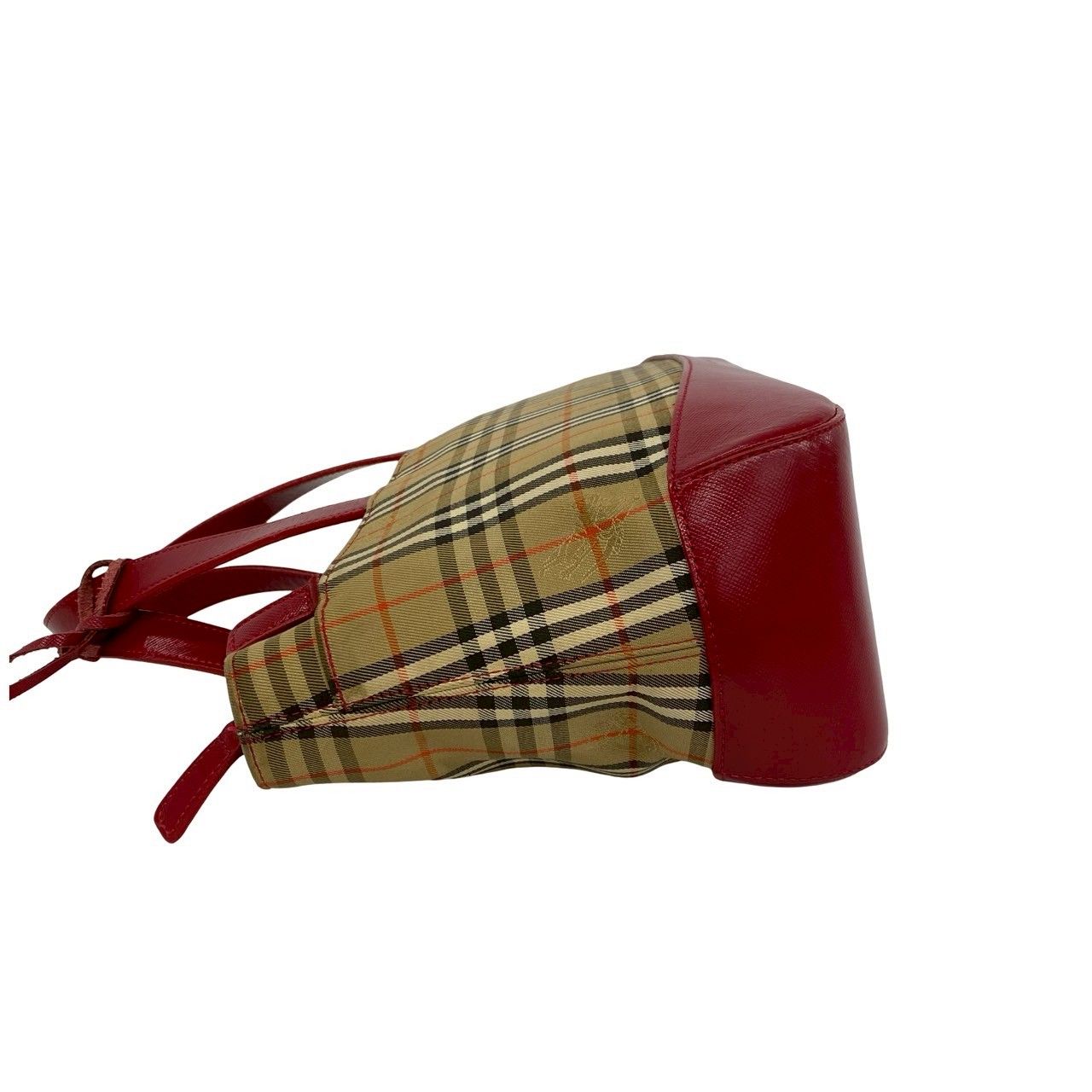極 美品 BURBERRY バーバリー ノバチェック 柄 キャンバス レザー 本革