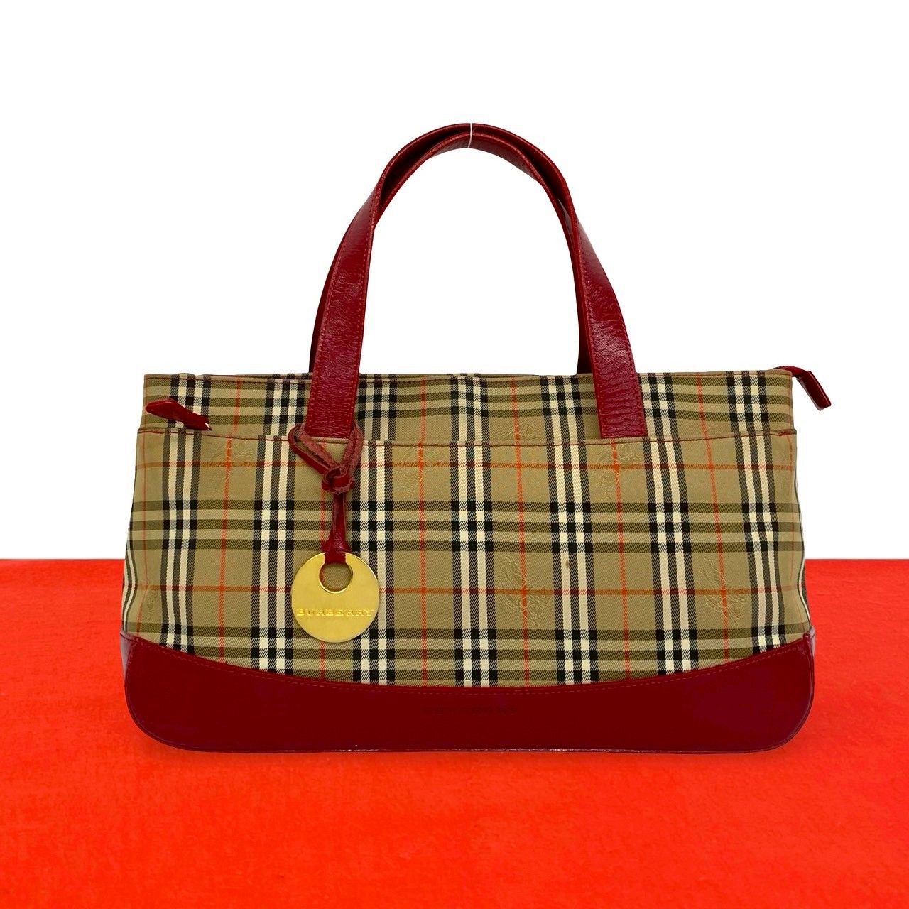 極美品！BURBERRY バーバリー　ハンドバッグ　ミニトート　ノバチェック 極 美品 BURBERRY バーバリー ノバチェック 柄 キャンバス レザー 本革