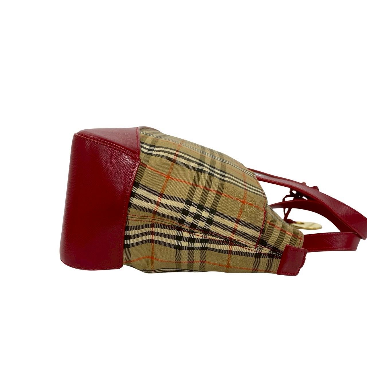 極 美品 BURBERRY バーバリー ノバチェック 柄 キャンバス レザー 本革