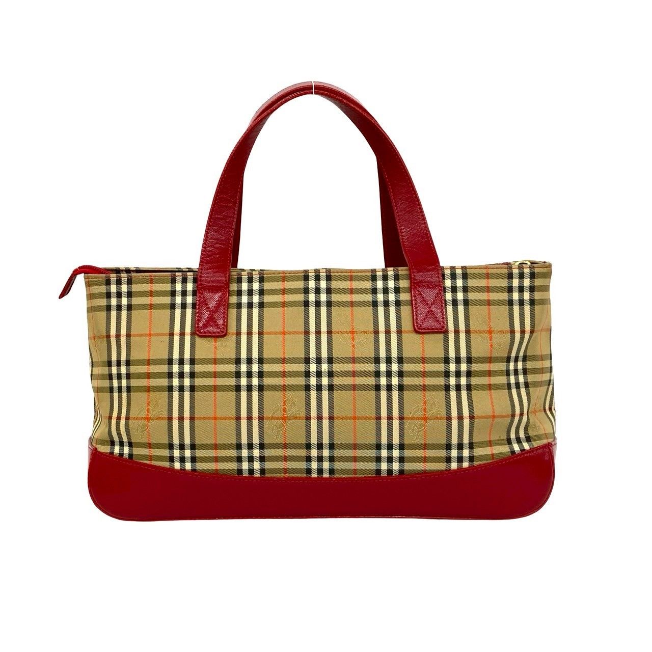 極 美品 BURBERRY バーバリー ノバチェック 柄 キャンバス レザー 本革