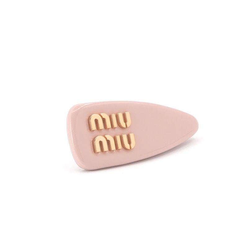ミュウミュウ MIUMIU ヘアアクセサリー ピンク ゴールド ロゴ ヘアクリップ バレッタ
