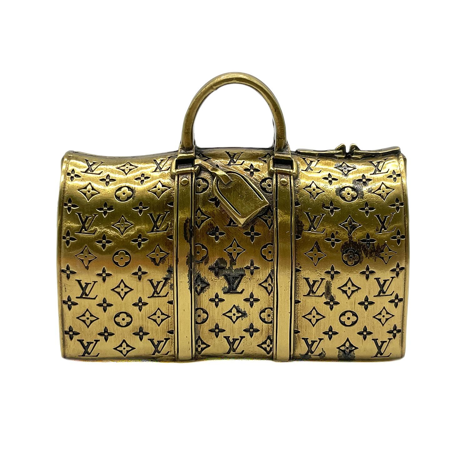 LOUIS VUITTON ルイ・ヴィトン キーポル 置物 限定品 オブジェ ペーパーウェイト ボストンバッグ型 真鍮 ゴールド ユニセックス 【中古】