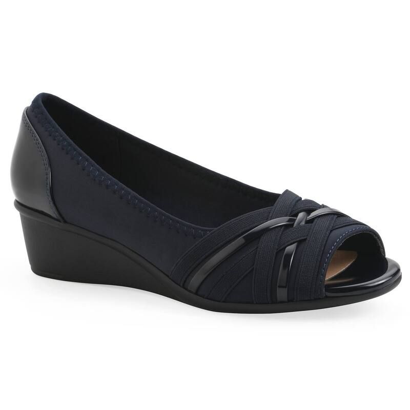 クリフバイホワイトマウンテン レディース シューズ サンダル Cliffs by White Mountain Boldest Womens Peep Toe Wedge Sandals Navy N