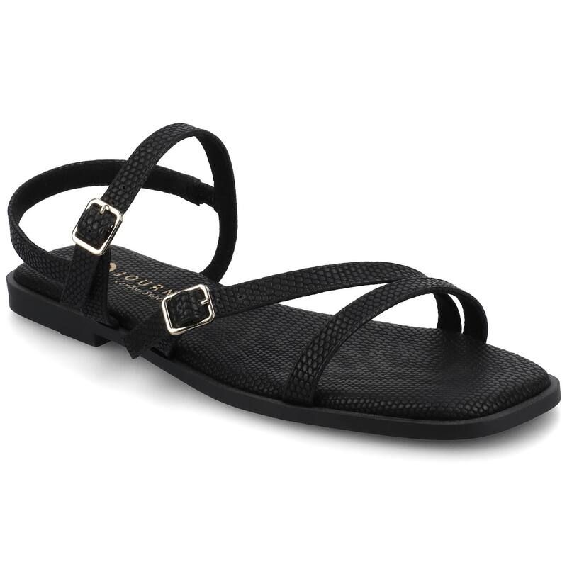 ジャーニー レディース シューズ サンダル アンクル Journee Brianna Womens Ankle Strap Sandals Black Lizard ブラック