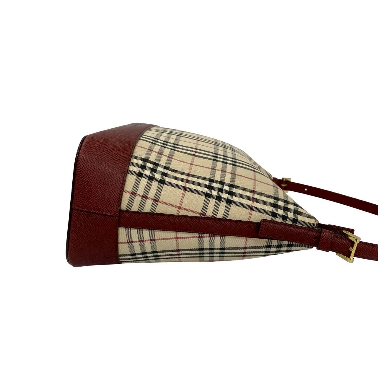 ほぼ未使用 BURBERRY バーバリー ノバチェック キャンバス レザー 本革
