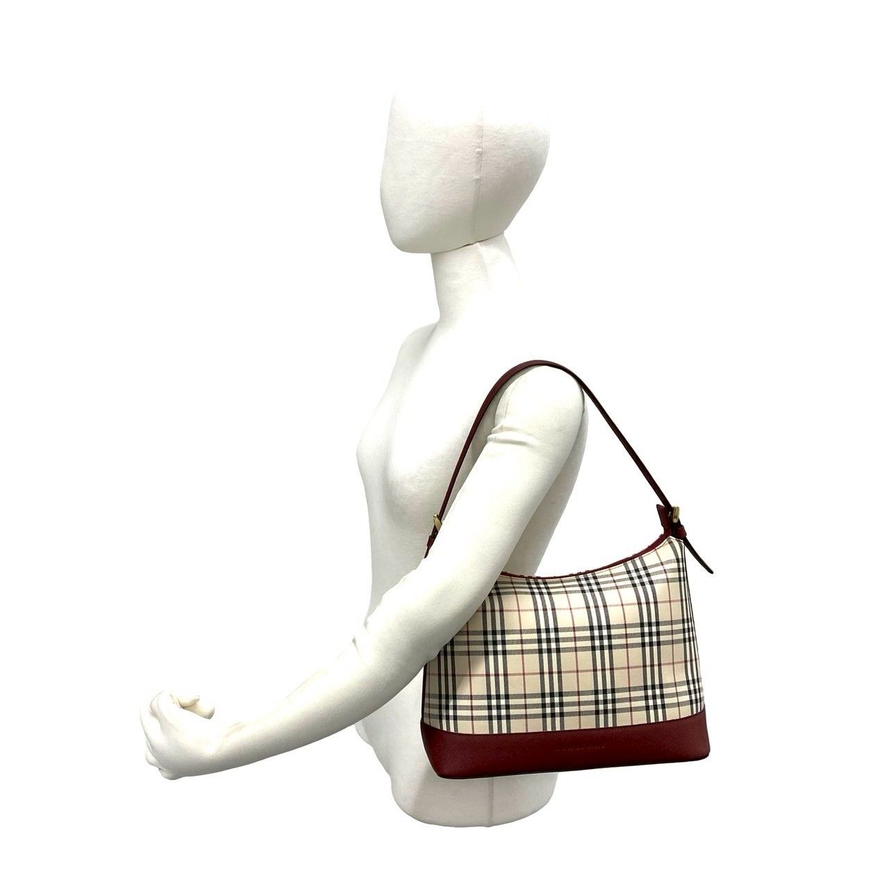 ほぼ未使用 BURBERRY バーバリー ノバチェック キャンバス レザー 本革
