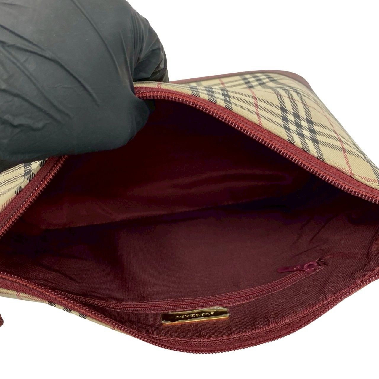 ほぼ未使用 BURBERRY バーバリー ノバチェック キャンバス レザー 本革