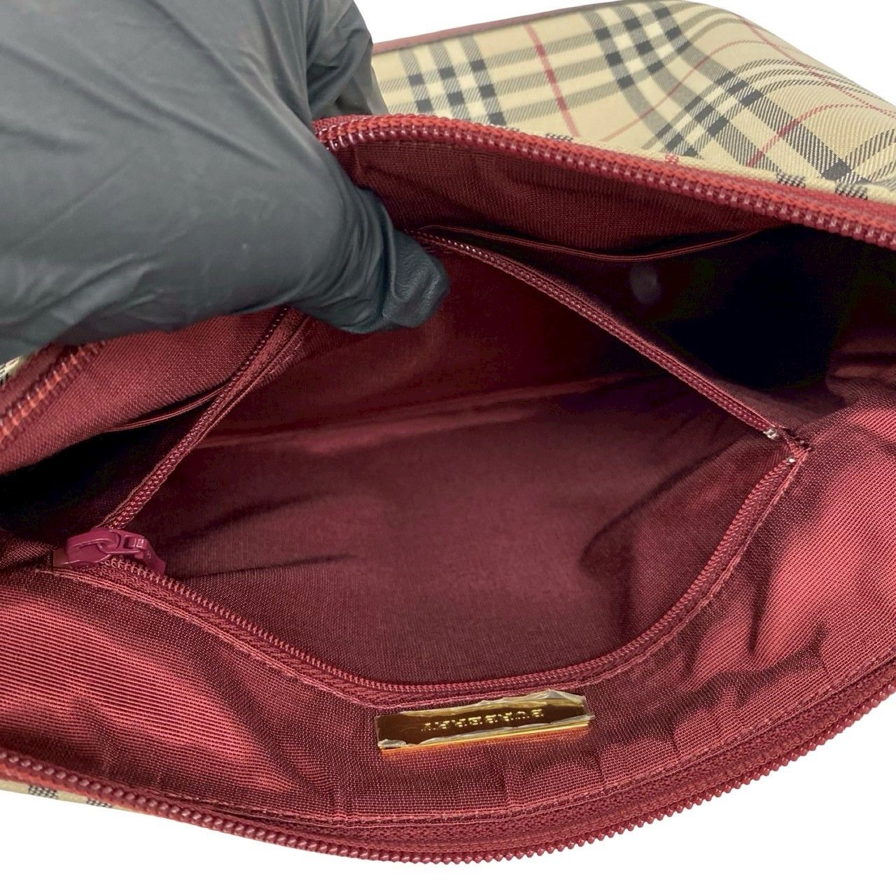 ほぼ未使用 BURBERRY バーバリー ノバチェック キャンバス レザー 本革