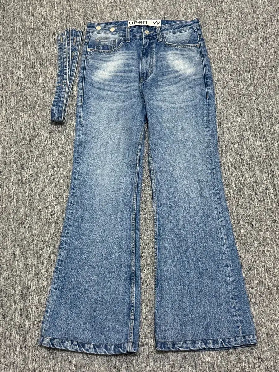 Open yy オープンワイワイ デニム パンツ ベルト付き ブーツカット ジーン
