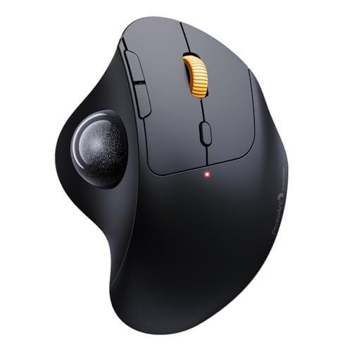 ProtoArc EM04 トラックボールマウス 静音 無線 Bluetooth/2.4GHz両対応 3台同時接続 マウス トラックボール 充電式 親指操作 5段階DPI切替 進む/戻るボタン搭載 Windows/Mac/iOS/Android対応 ブラックe