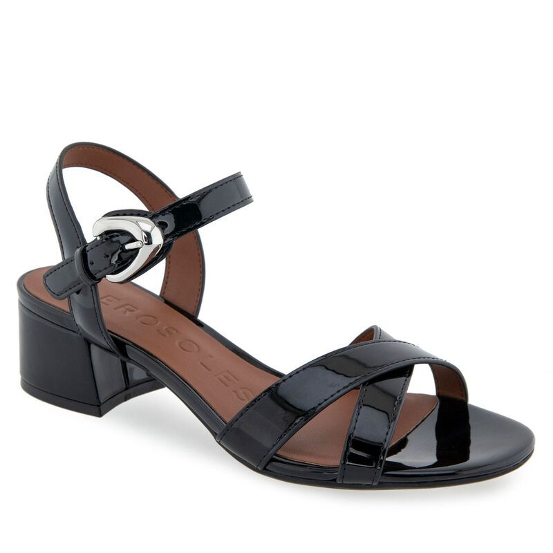 エアロソールズ レディース シューズ サンダル ヒール Aerosoles Cinzia Womens BlockHeeled Sandals Black Patent ブラック