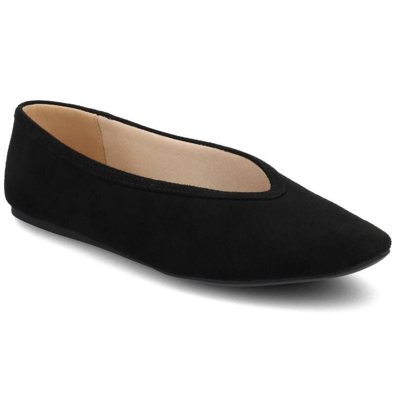 ジャーニー レディース シューズ サンダル Journee Fortune Womens Almond Toe Ballet Flats Black Suede ブラック