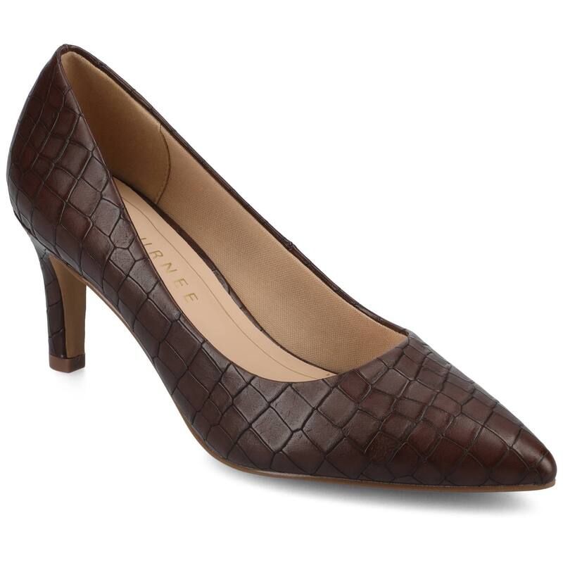 ジャーニー レディース シューズ パンプス ヒール Journee Scylee SlipOn Stiletto PointedToe Higheel Shoes Brown ブラウン