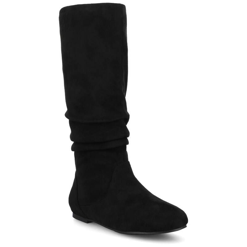 ジャーニー レディース シューズ ブーツ・レインブーツ Journee Jayne Round Toe Womens Riding Boots Black Suede ブラック