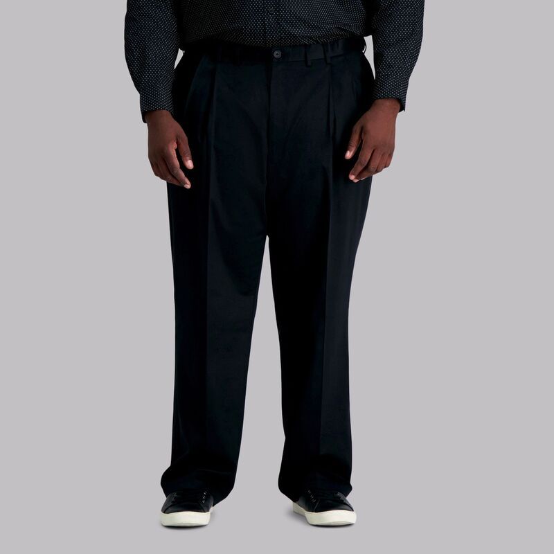 ハガー メンズ ボトムス カジュアルパンツ プリーツ トール Big Tall Haggar Premium Stretch NoIron Khaki Pleated Pants Black ブラック