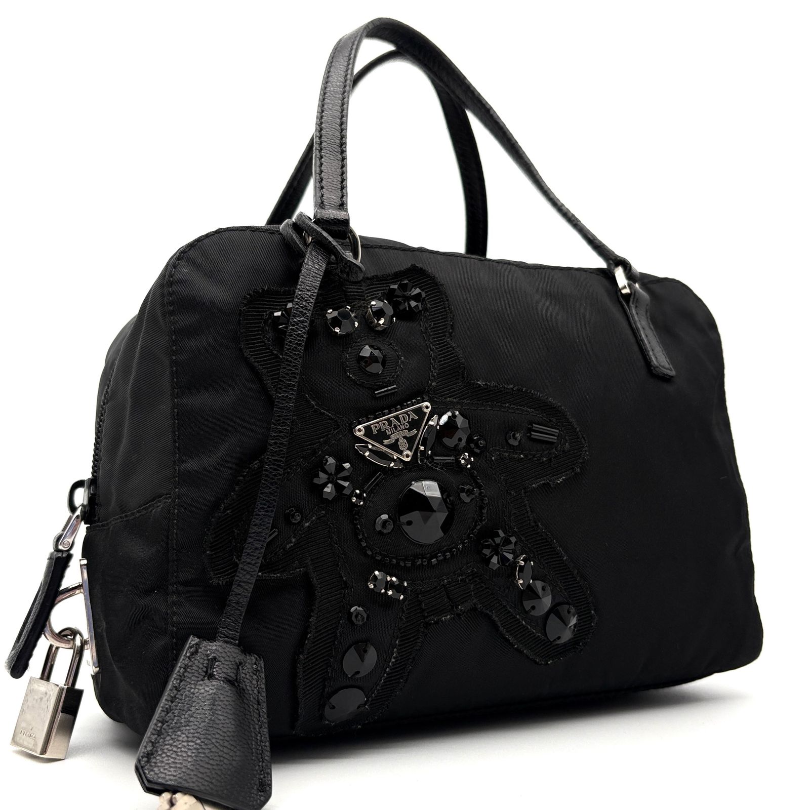 極美品 プラダ PRADA イブニングハート ハンドバッグ ミニボストン