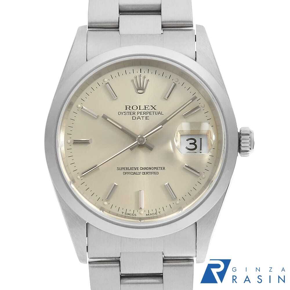 ロレックス オイスターパーペチュアル デイト 15200 シルバー バー W番 中古 メンズ