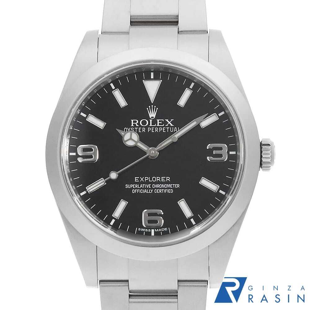 ロレックス エクスプローラーI 前期型 ブラックアウト 214270 ブラック G番 中古 メンズ
