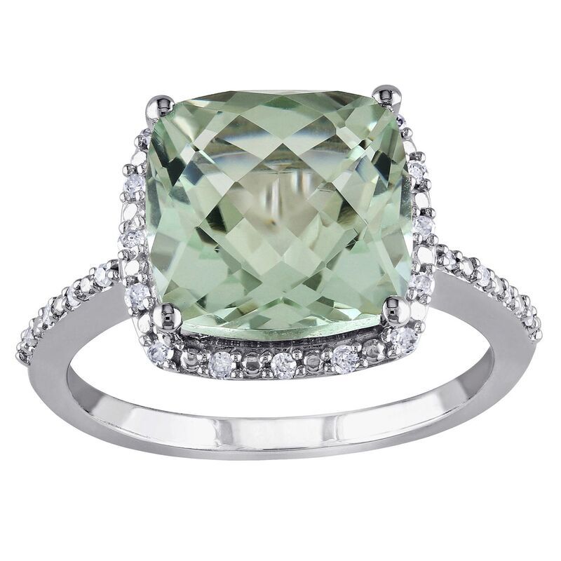 ステラ グレース レディース アクセサリー リング Stella Grace Sterling Silver Green Quartz 110 CaratW Diamond Halo Ring Ste