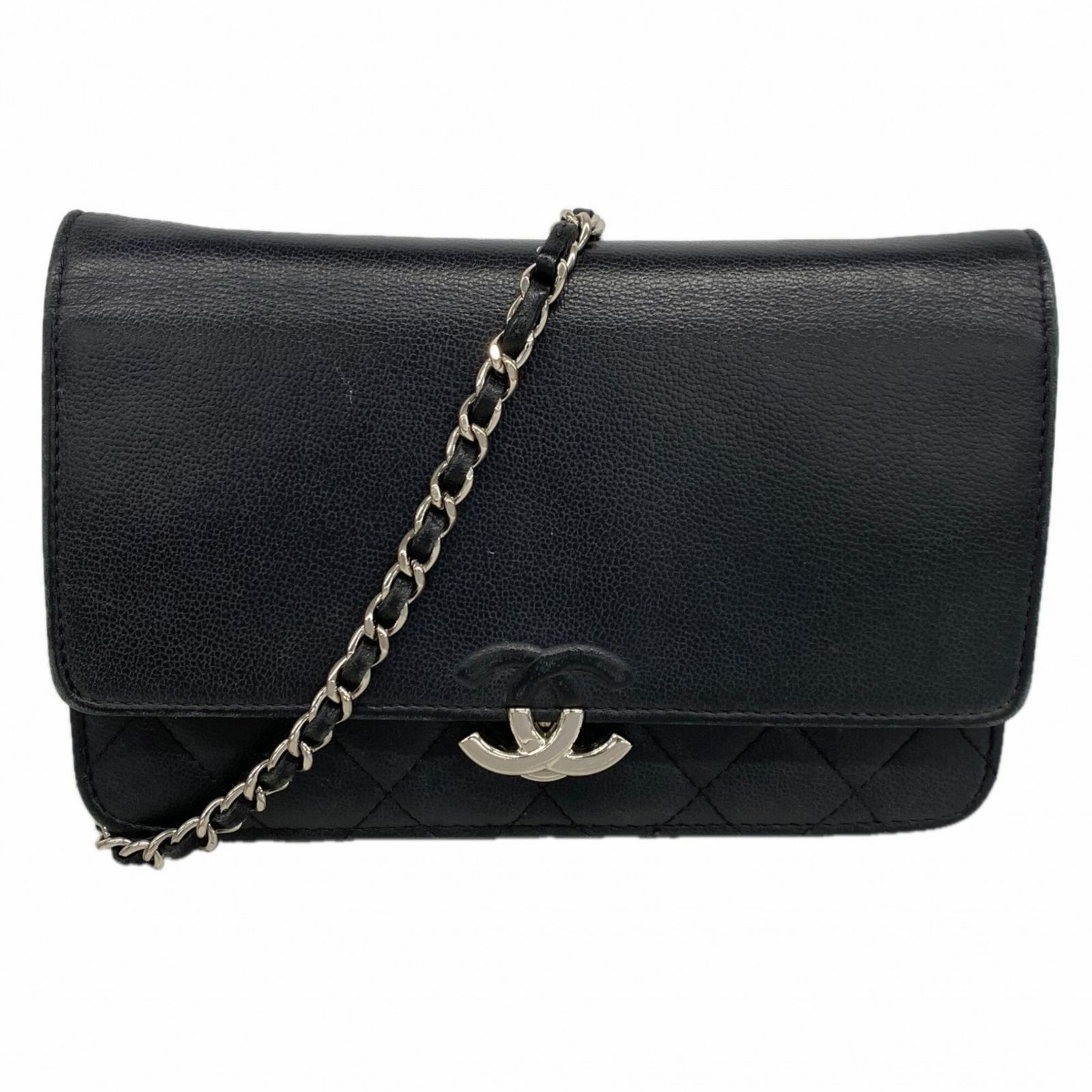 シャネル(Chanel) シャネル 財布・ショルダーウォレット マトラッセ チェーンショルダー キャビアスキン ブラック レディース