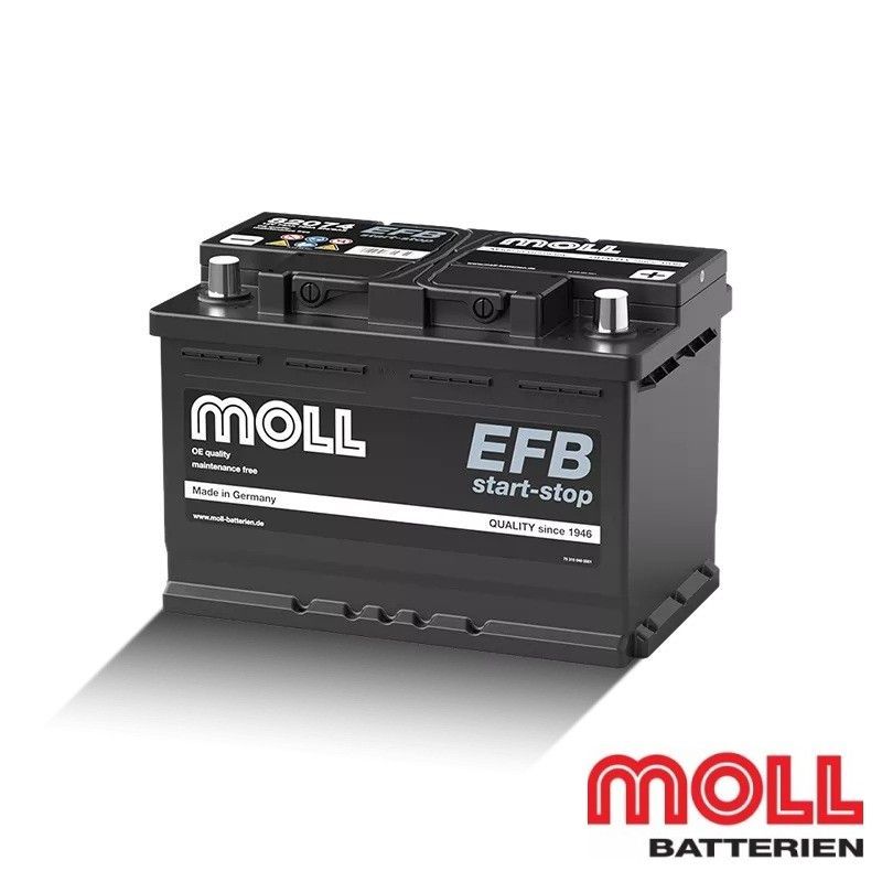 MOLL バッテリー 82074 EFB LN3 74Ah 720A アイドリングストップ車対応 Porsche Audi VW 新車搭載 ドイツ製