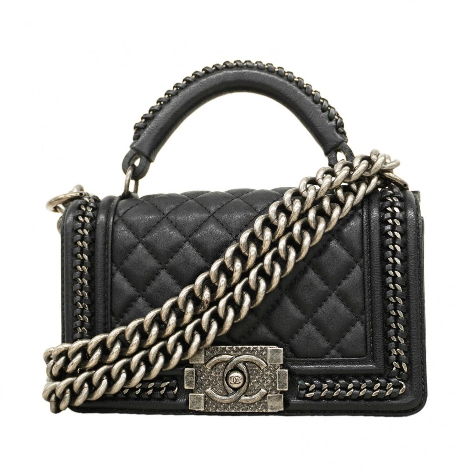 シャネル(Chanel) シャネル ハンドバッグ ボーイシャネル チェーンショルダー カーフスキン ブラック 2wayバッグ OP006877