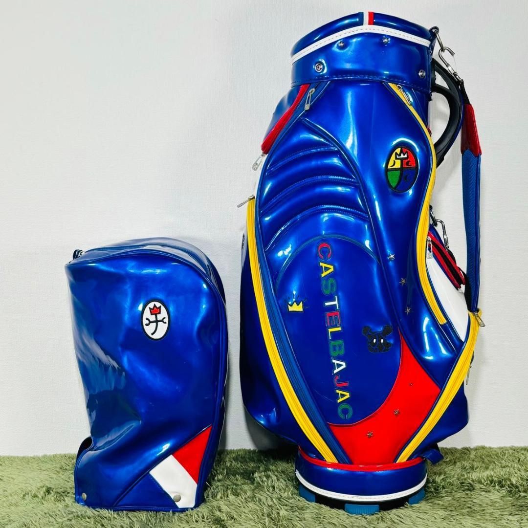 【中古】カステルバジャック キャディバッグ カート式 9.5型 5分割 エナメル 大人気 CASTELBAJAC