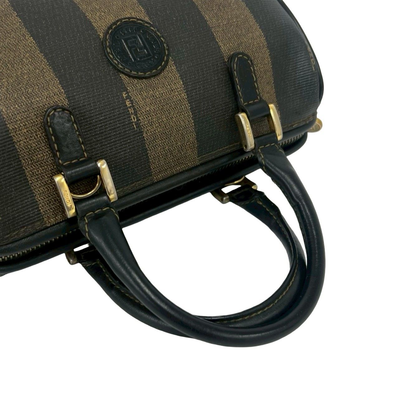 極 美品 保存袋付き FENDI フェンディ ペカン ストライプ 柄 FF ロゴ
