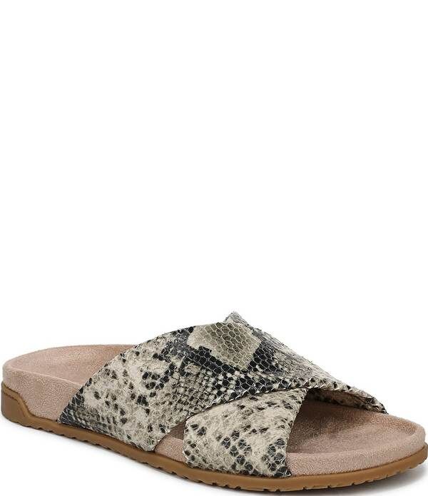バイオニック レディース シューズ パンプス サンダル レザー Vionic Etna Snake Leather Slide Sandals Cream Snake Multi クリーム