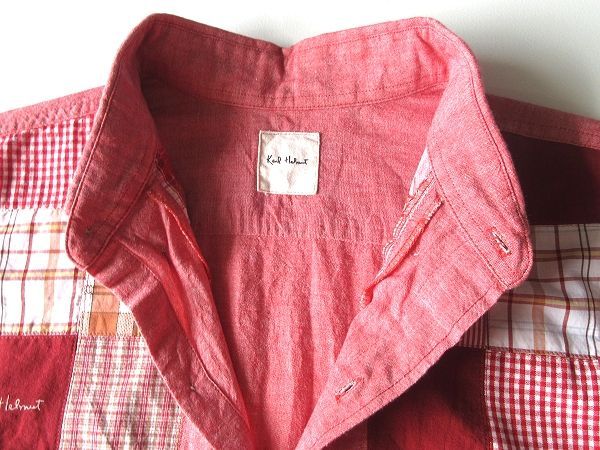 美品 Karl Helmut カールヘルム ロゴ チェック クレイジーパッチワーク
