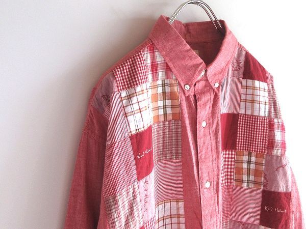 美品 Karl Helmut カールヘルム ロゴ チェック クレイジーパッチワーク