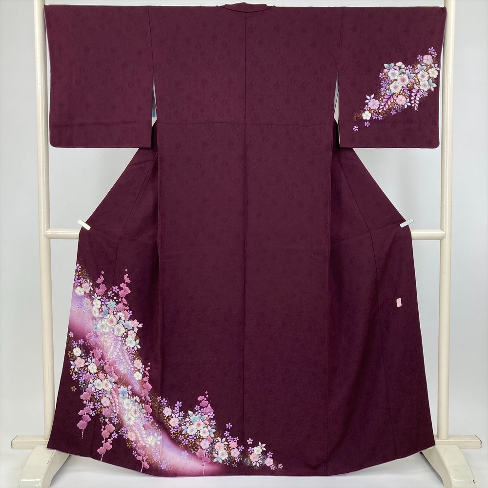 たんす屋 TANSU-YA 着物 リユース着物 訪問着 赤紫 フォーマル セミフォーマル 翠山 辻が花 袷 絹 洗い済 【身丈】159cm【裄丈】69cm 7650004285229