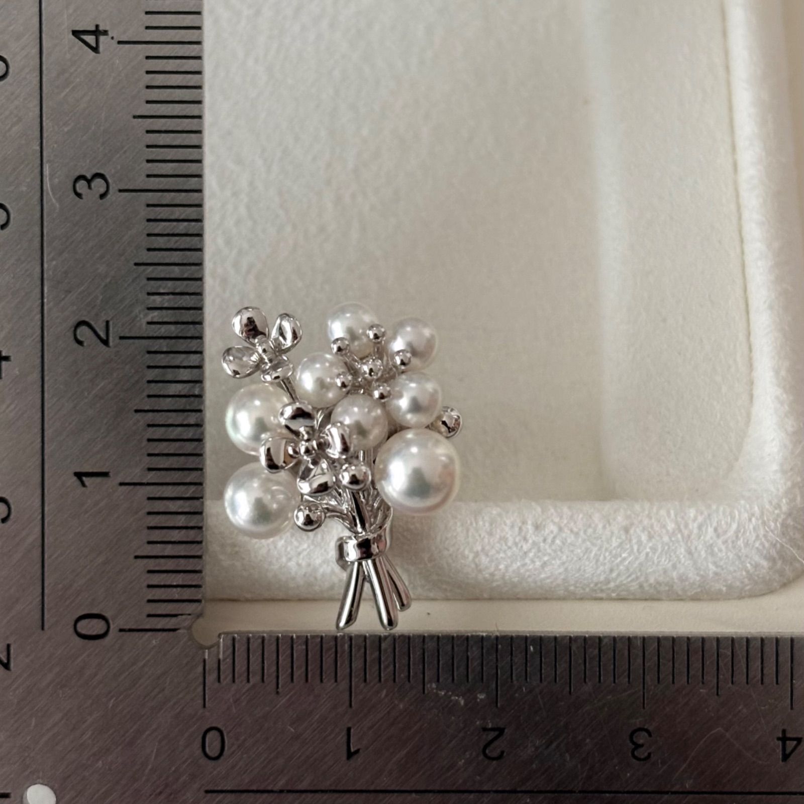 319【ミキモト】シルバー パール ピンブローチ フラワー 花束 ブーケ