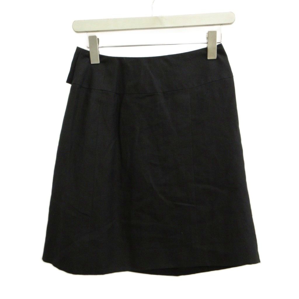 シャネル CHANEL 98P スカート 麻 リネン 36 黒 ブラック 無地 ミニ丈 P11099V06490 /PP ■GY62