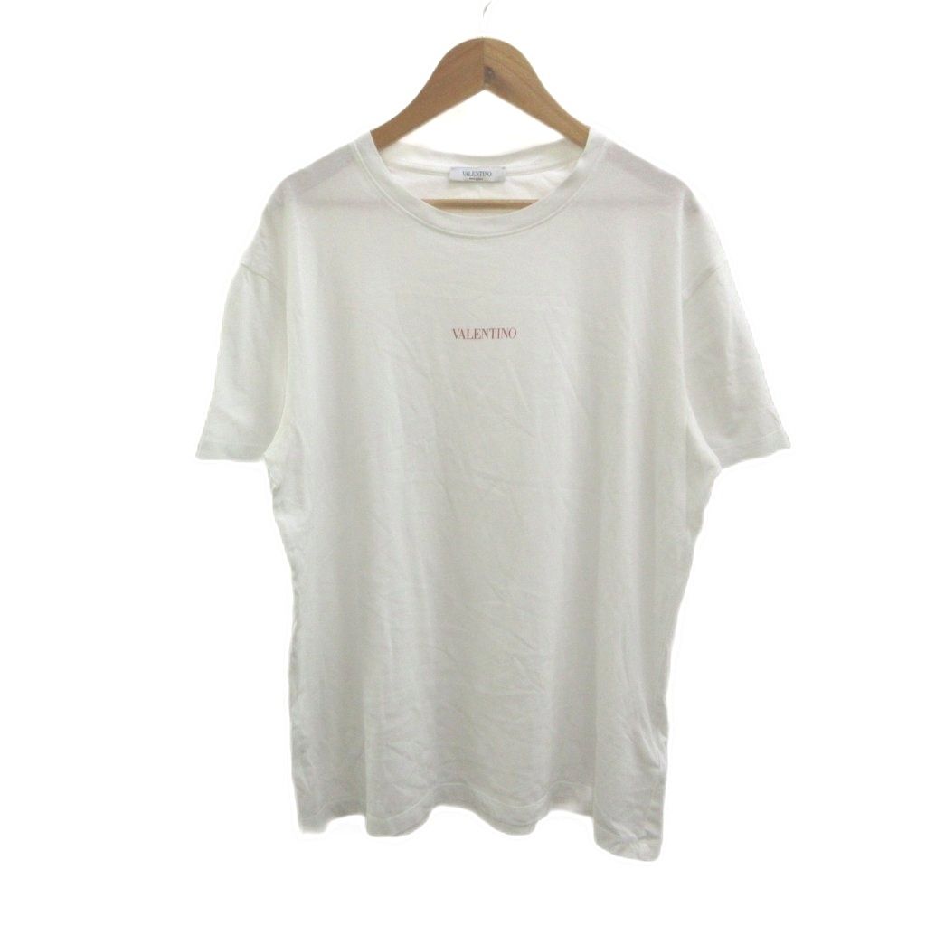 ヴァレンティノ ヴァレンチノ VALENTINO Tシャツ S 白 ホワイト ロゴプリント 半袖 ラウンドネック /NP ■GY62